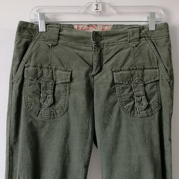 Hei Hei Womens Olive Green Low Rise Cropped Cargo Pocket Design Pant Size 6 - Picture 3 of 7
